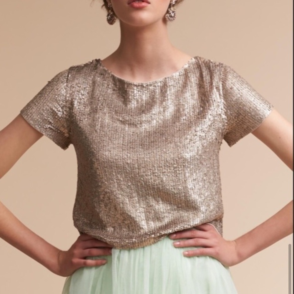 BHLDN Ellery gold sequin top XS